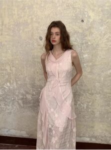 New French style white sleeveless chiffon dress