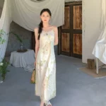 New Chinese style printed camisole dress