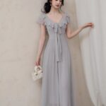 Fine pleated ruffle edge dynamic chiffon dress
