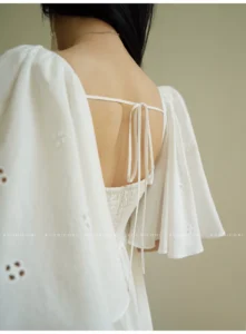 Gentle vacation style lace hollow embroidery dress