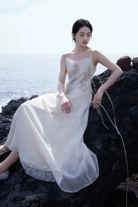 French romantic tassel camisole dress