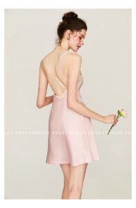 French satin embossed nightgown for women, light luxury temperament, sexy and beautiful back sleepwear