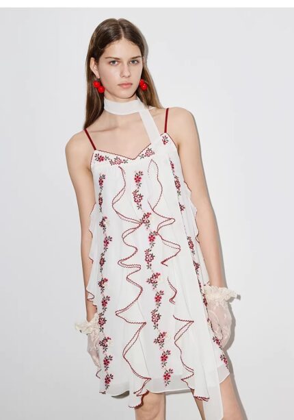 2026 new embroidered camisole chiffon dress