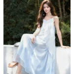 Double layered elegant lotus leaf edge romantic vacation fairy dress