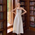 Splicing mesh three-dimensional flower vest dress