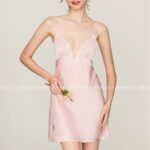 French satin embossed nightgown for women, light luxury temperament, sexy and beautiful back sleepwear