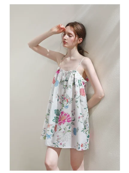 Silk and cotton sexy pure desire suspender nightgown