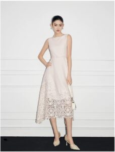 One neck acetate lace sleeveless dress