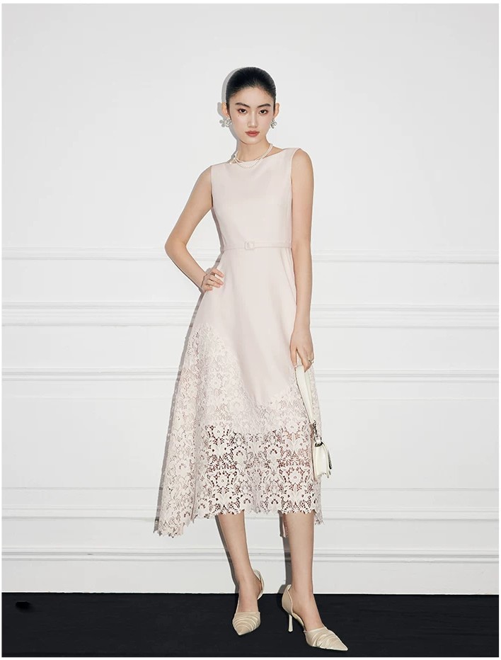 One neck acetate lace sleeveless dress!!666293406 One neck acetate lace sleeveless dress