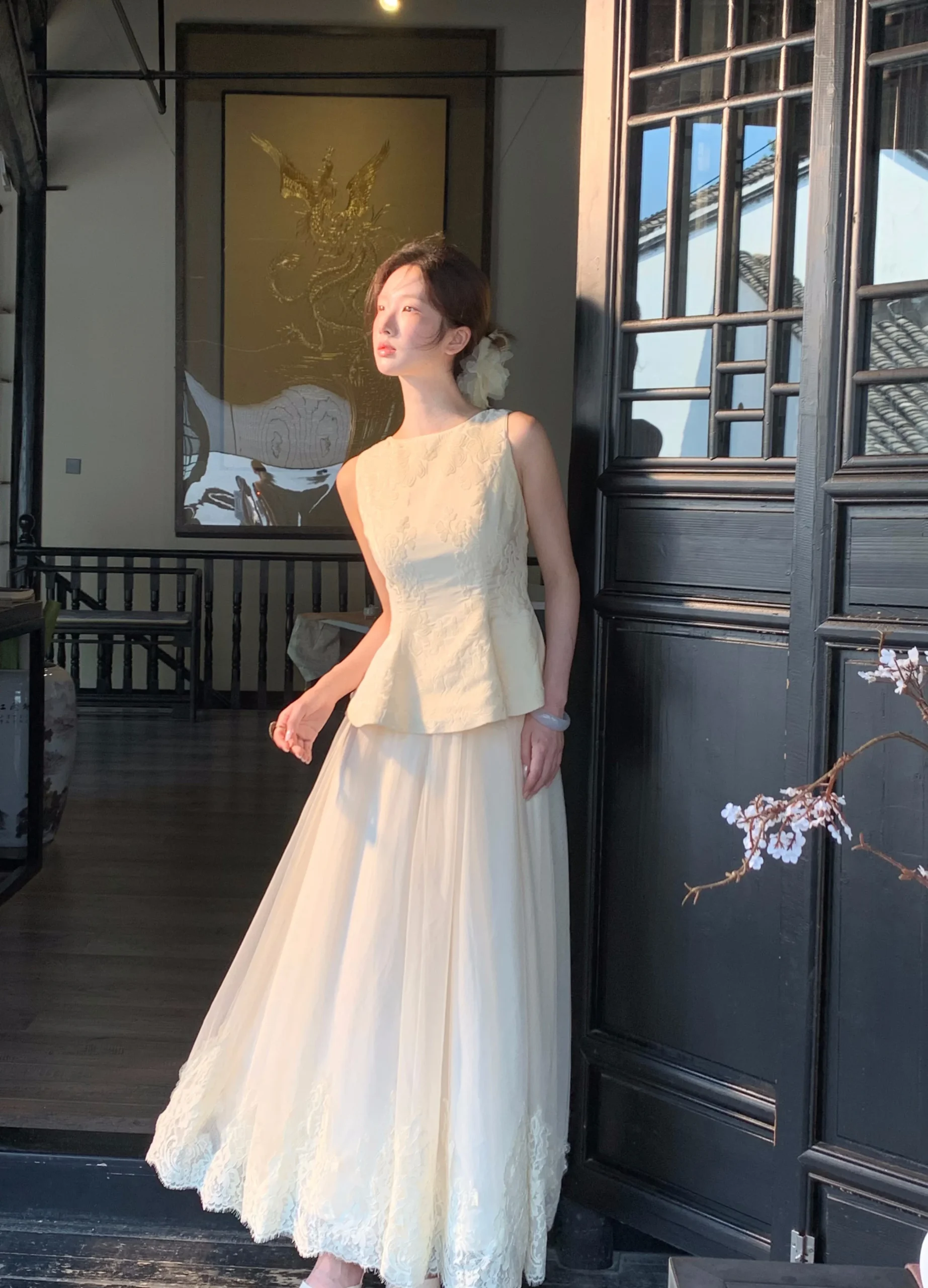 New Chinese style buttoned jacket paired with plush micro light top and lace gauze skirt!!2587273170 New Chinese style buttoned jacket paired with plush micro light top and lace gauze skirt