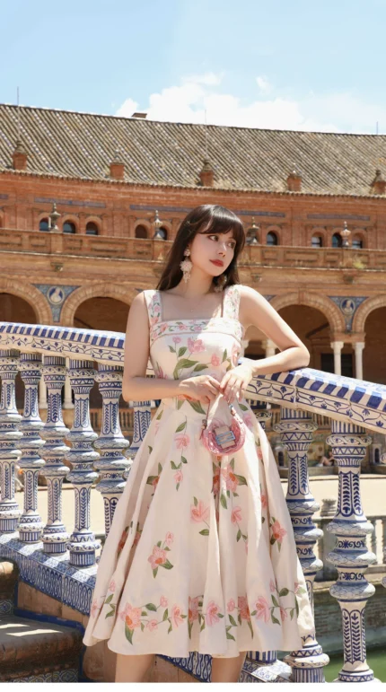 Tencel linen waist cinching dress