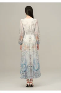 2026 spring/summer new high-end French waist pinching floral long dress