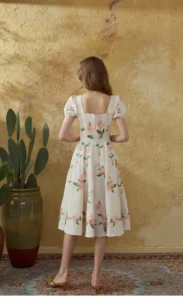 Tencel linen waist cinching dress
