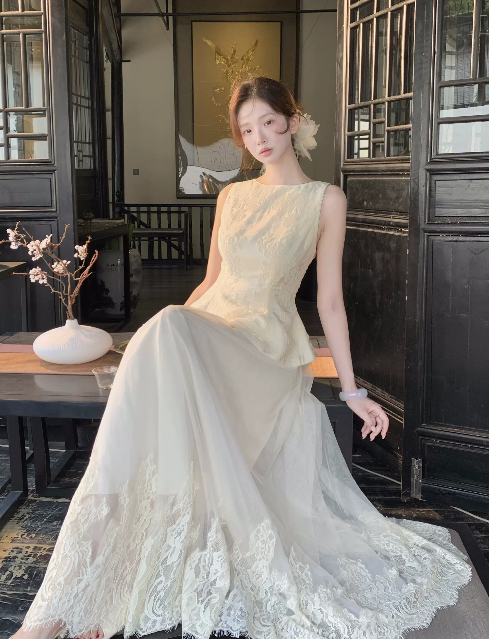 New Chinese style buttoned jacket paired with plush micro light top and lace gauze skirt!!2587273170 New Chinese style buttoned jacket paired with plush micro light top and lace gauze skirt