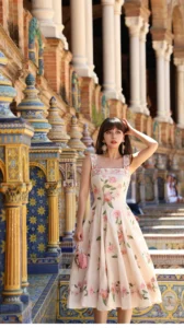 Tencel linen waist cinching dress