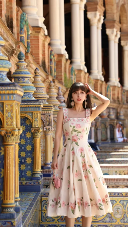 Tencel linen waist cinching dress