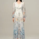 2026 spring/summer new high-end French waist pinching floral long dress