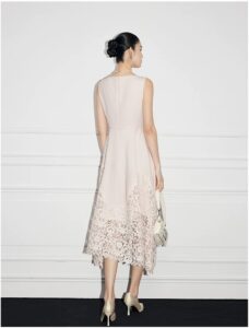 One neck acetate lace sleeveless dress