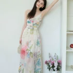 Flower bud skirt/floral jumpsuit long skirt for women in summer