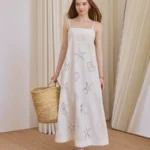 Wave edge camisole dress, long skirt, camisole dress
