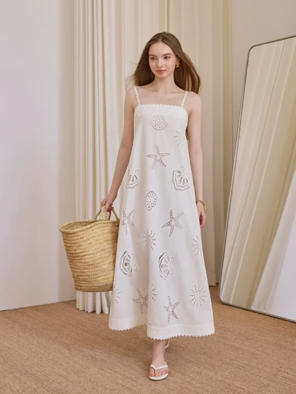 Wave edge camisole dress, long skirt, camisole dress