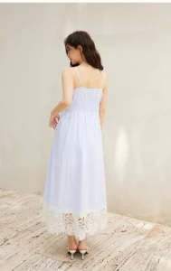 Holiday style striped lace top+half skirt+camisole skirt