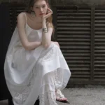 Hollow out flower shaped hand woven shoulder strap sling skirt