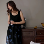 Soft cotton with chest cushion, vintage mid length vest skirt, nightgown