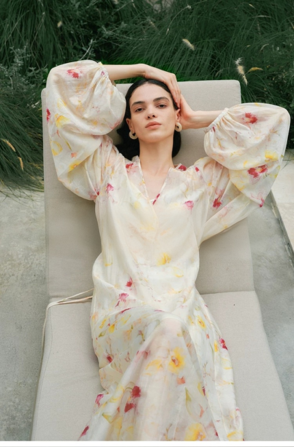 French Romantic Printed Holiday Style Dress