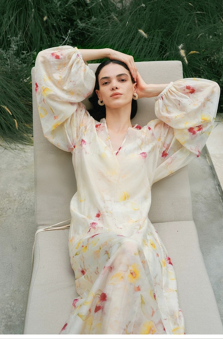 French Romantic Printed Holiday Style Dress French Romantic Printed Holiday Style Dress