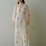 French Romantic Printed Holiday Style Dress