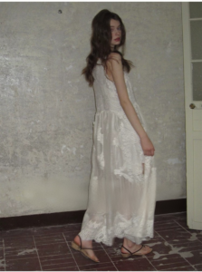 White chiffon dress, women's lace vest style retro long skirt