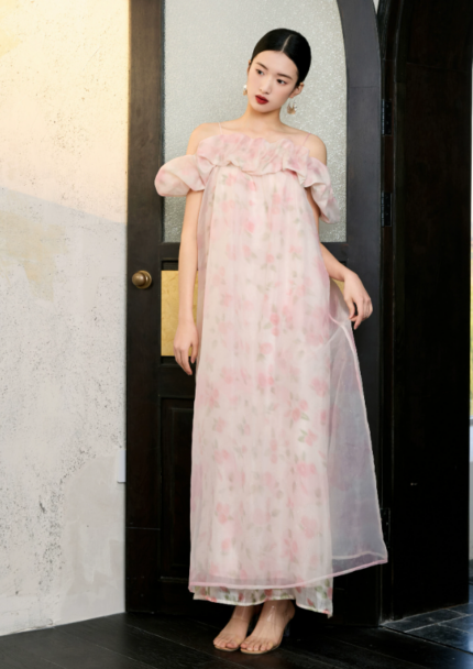 Sweet Light Wedding Dress Pink Bridal Morning Robe Dress
