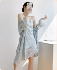 New style sexy ice silk thin lace camisole pajamas