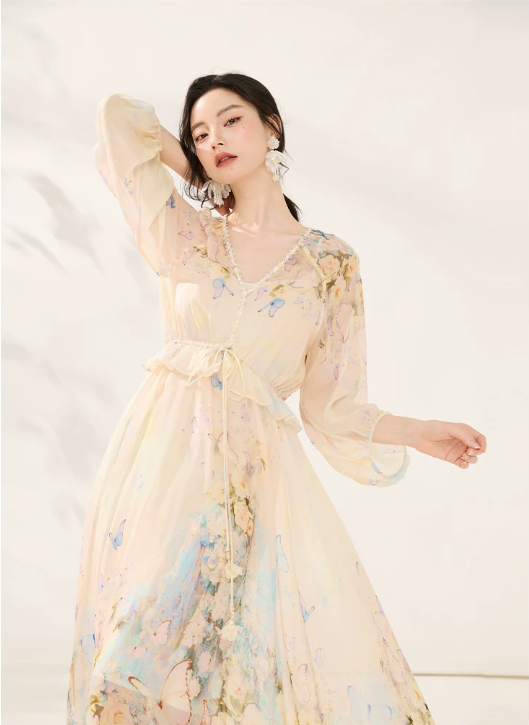 2026 Spring New French Romantic Floral Long Dress 2026 Spring New French Romantic Floral Long Dress