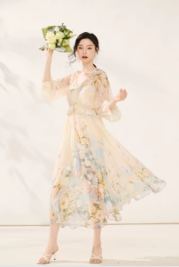 2026 Spring New French Romantic Floral Long Dress