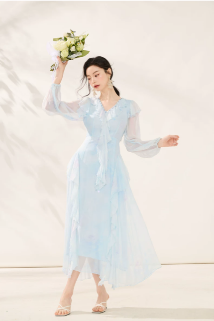 Silk dress 2026 high-end light luxury mulberry silk long skirt vacation dress