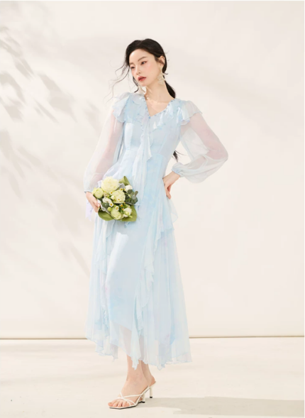 Silk dress 2026 high-end light luxury mulberry silk long skirt vacation dress