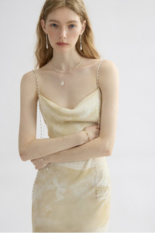 French holiday dress, tea break camisole dress, light formal dress