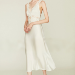 Hollow satin lace camisole long nightgown