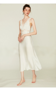 Hollow satin lace camisole long nightgown