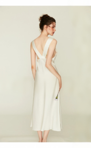 Hollow satin lace camisole long nightgown
