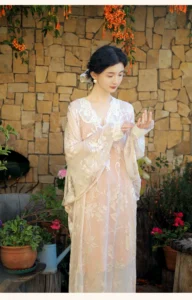 Silk dress, mulberry silk morning gown, nightgown