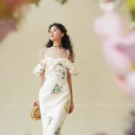 Lemon print camisole one shoulder vacation style dress dress