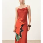 A silk camisole dress with a swinging collar inside