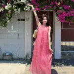 100 mulberry silk blend dress with suspender two-piece set for women's summer vacation long dress