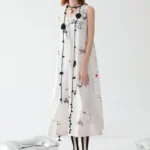 Vintage artistic style printed large skirt long skirt