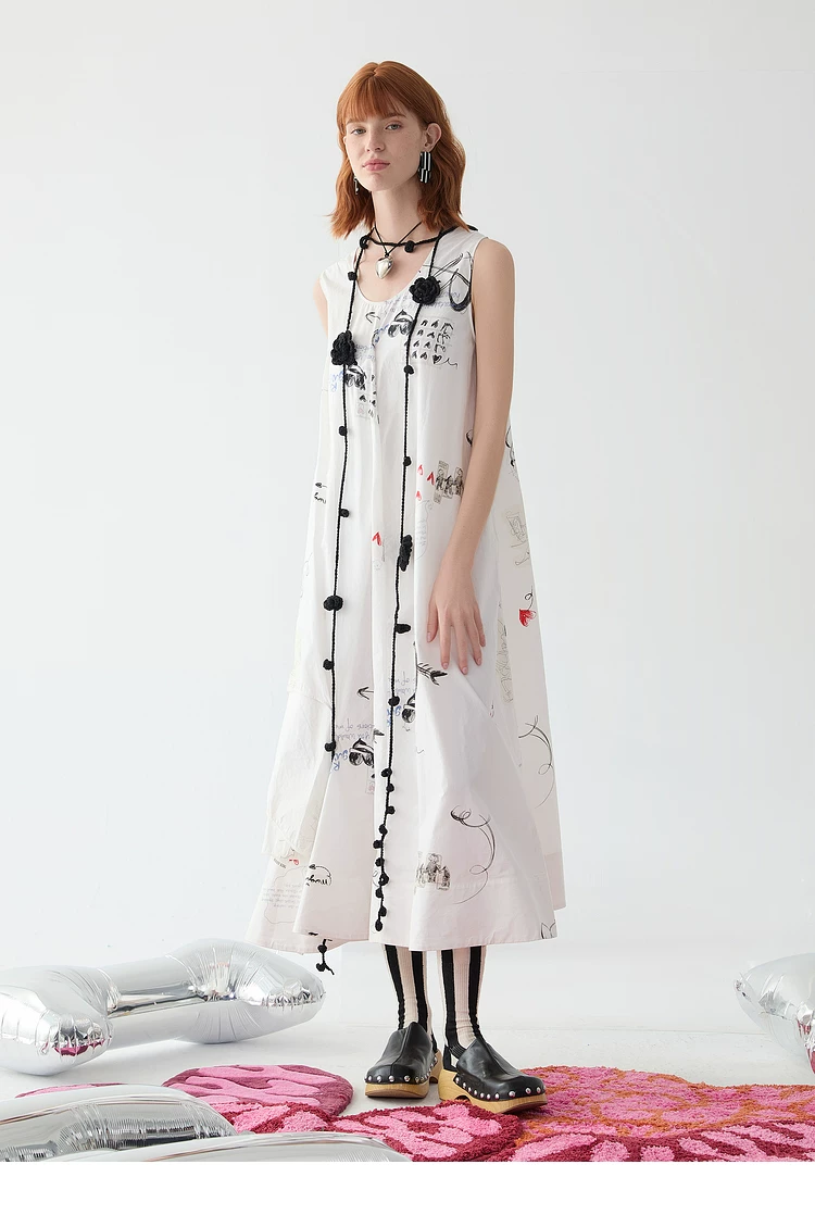 Vintage artistic style printed large skirt long skirt Vintage artistic style printed large skirt long skirt