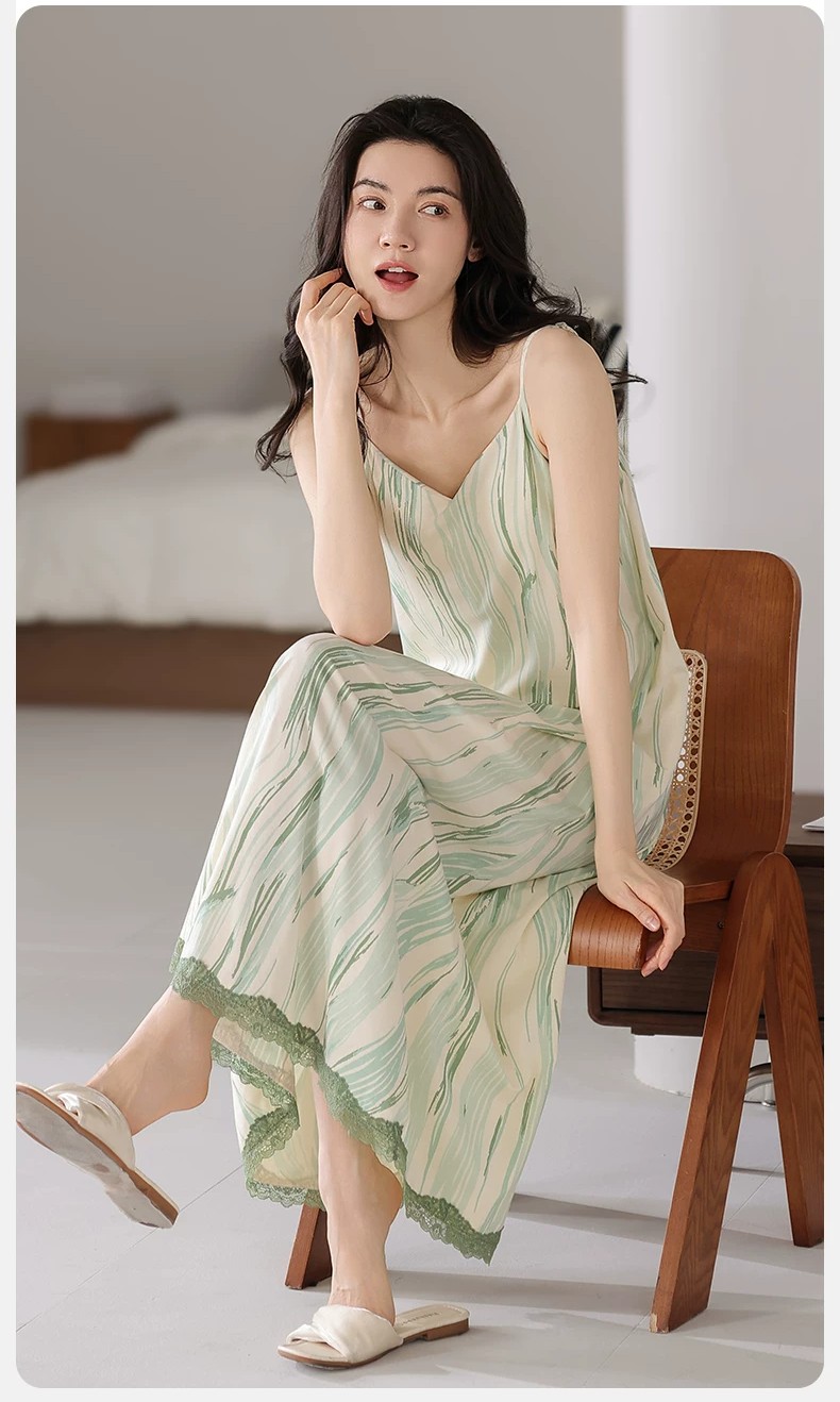Modal nightgown with chest cushion!!2945790338 Modal nightgown with chest cushion