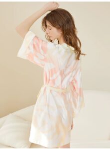 Sexy printed bathrobe, high-end bathrobe, pajamas, long sleeved nightgown